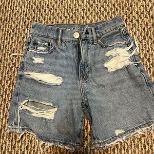American Eagle Outfitters Women's Distressed Blue Denim Shorts